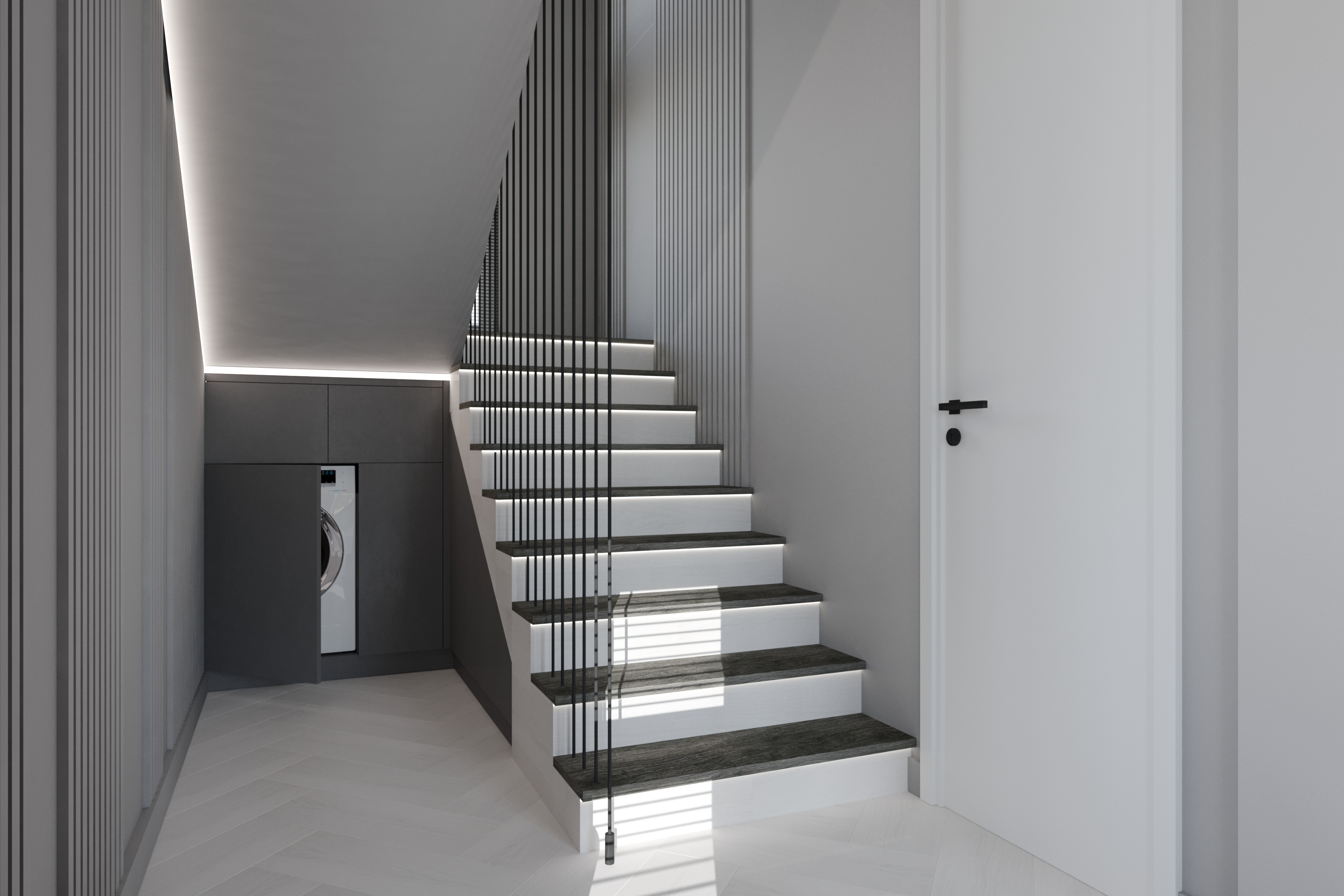 Дизайн лестницы для коттеджа-3