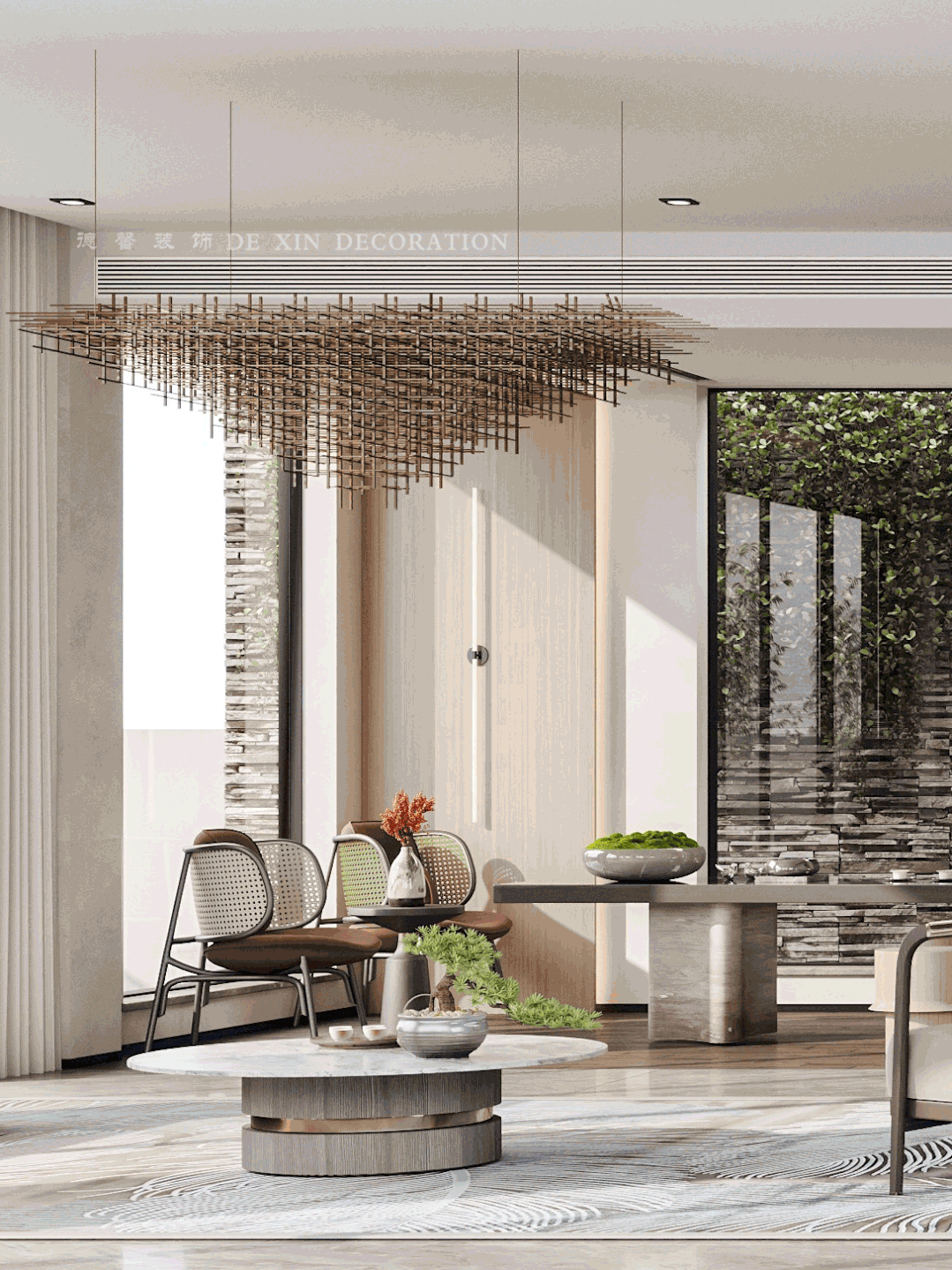 宋式美学的新中式别墅 · 侨建御溪谷丨德馨装饰-1