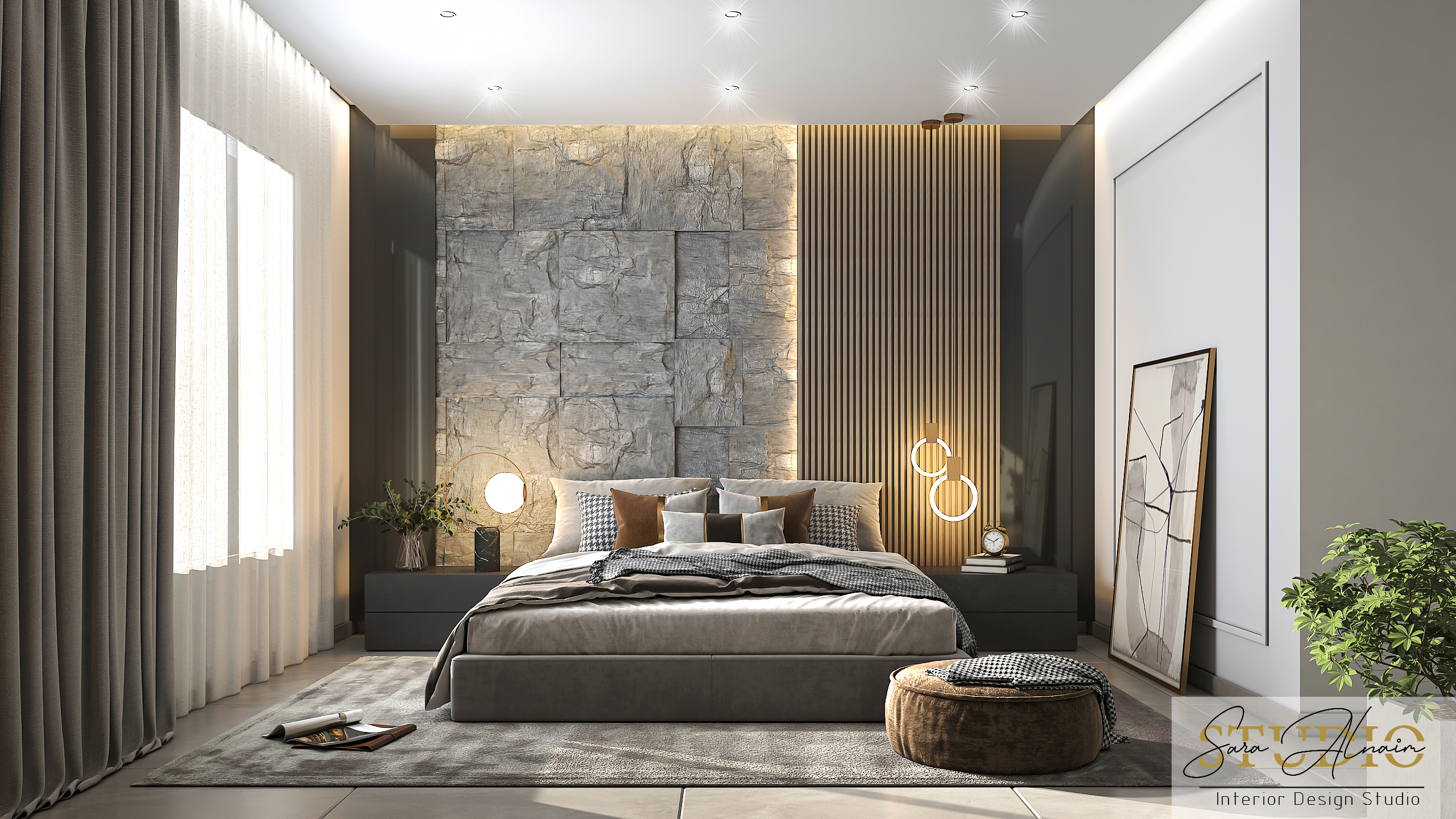 现代主卧与更衣室设计-1