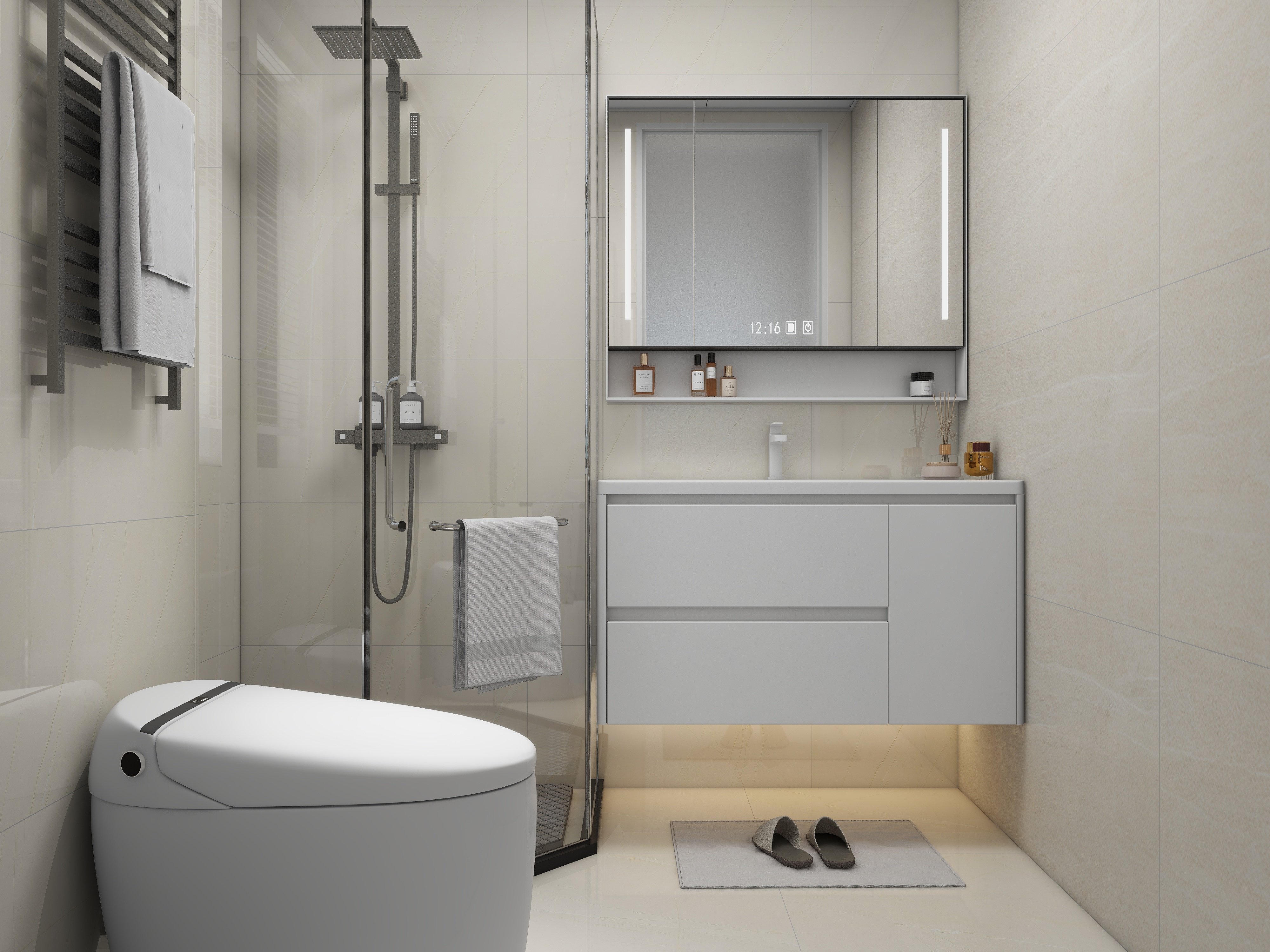 90㎡治愈系奶油风丨90空间设计-38