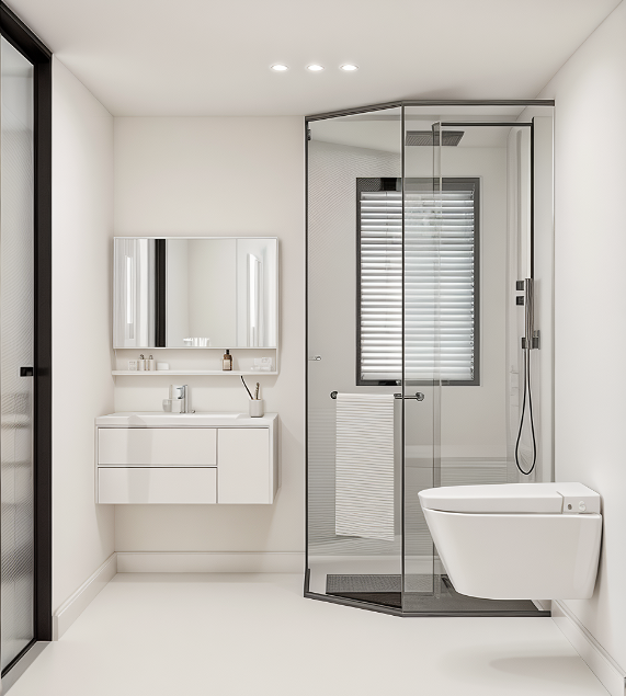 Monochrome Minimalist Apartment | Visualization-12