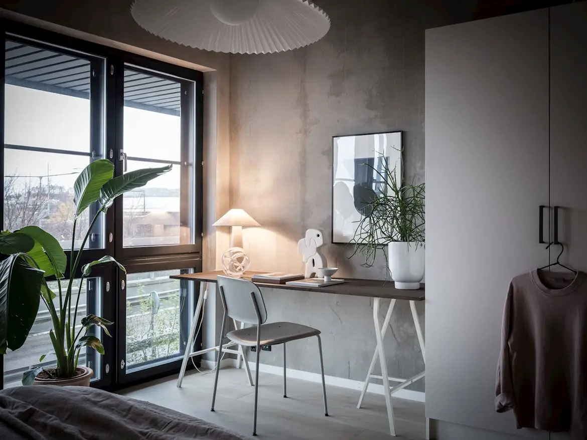 工业风 46m²小户型，原始混凝土墙的独特魅力-14