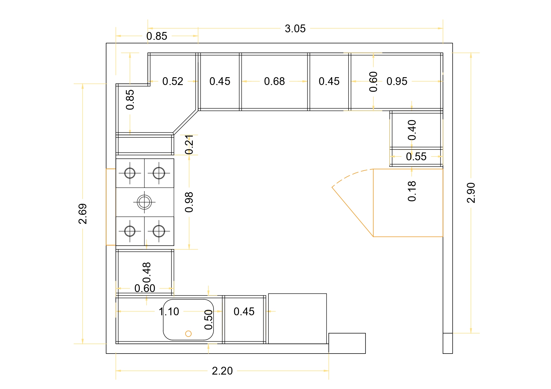 shop drawing and reality for Kitchen-1