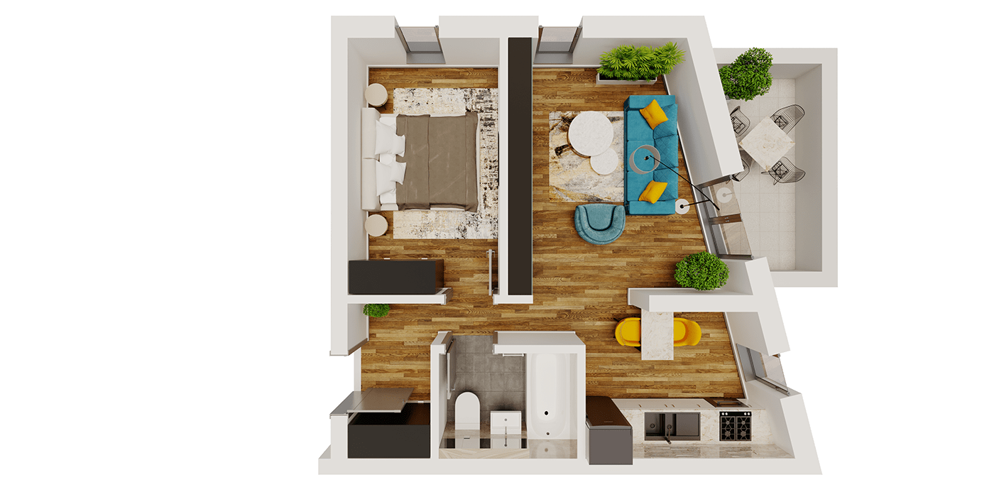 Anastasiya Gushchina丨公寓丨Apartment Floor plan render-1