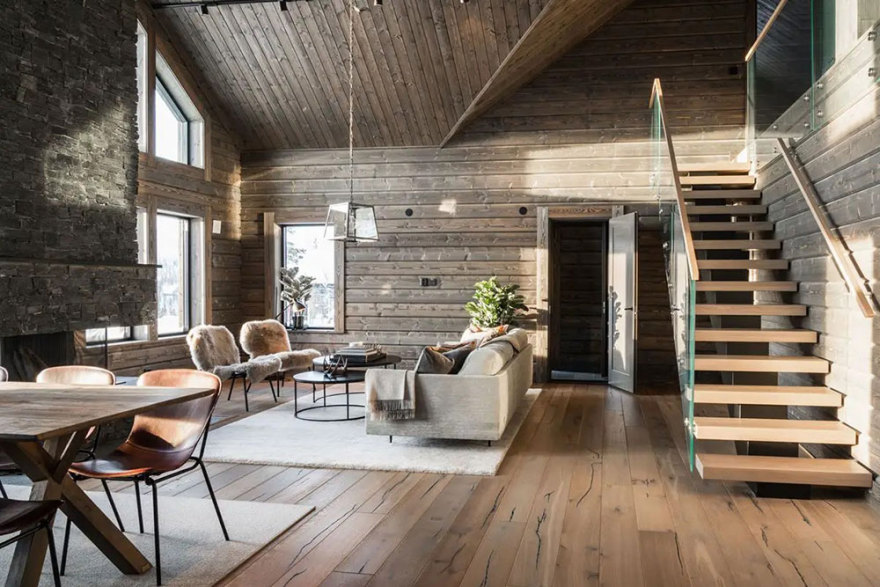 现代 Scandinavian 暗色调木屋设计-14