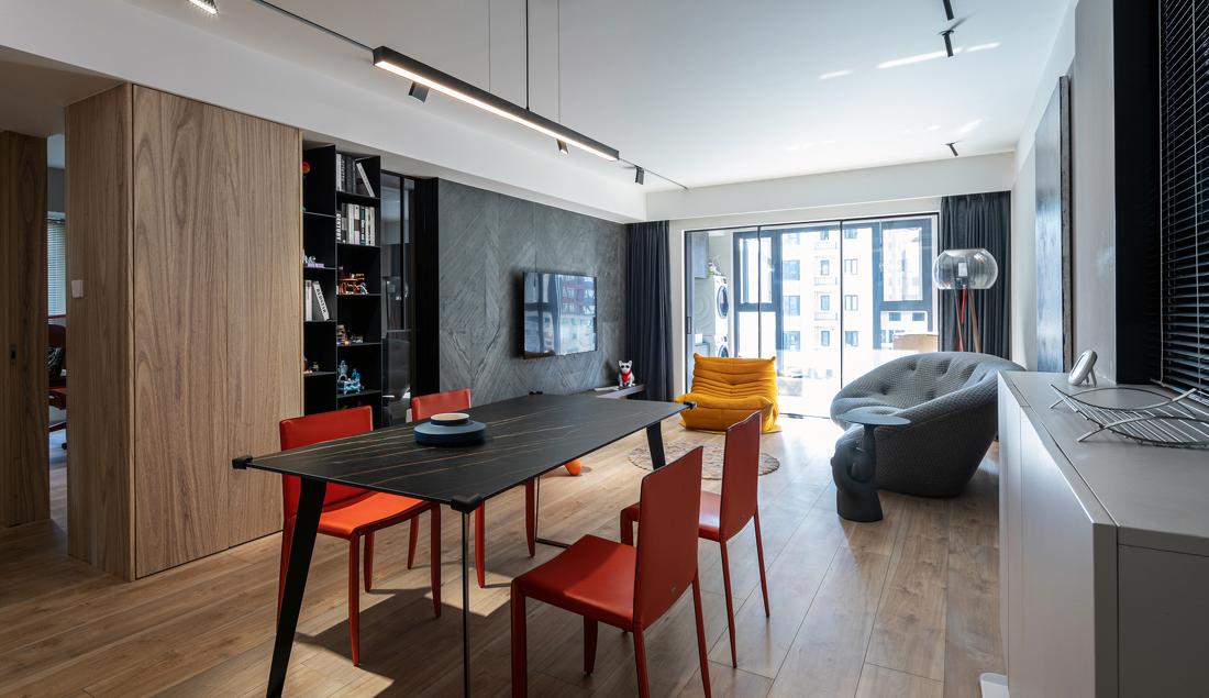 平层空间的黑与木色之美丨莫迪夫设计-6