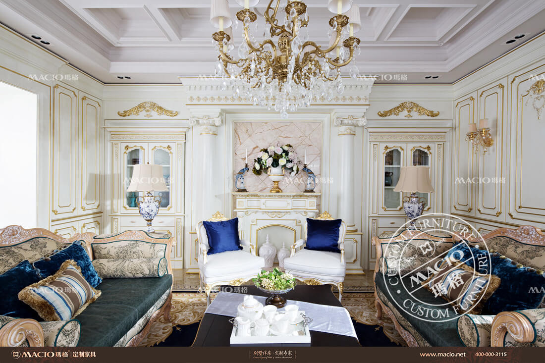 玛格名墅公馆法式优雅客厅定制-2
