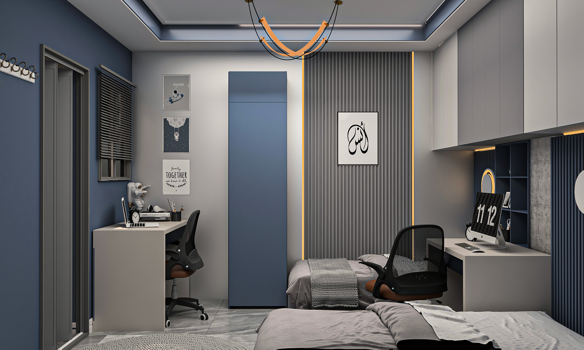 男孩女孩卧室现代室内设计-3