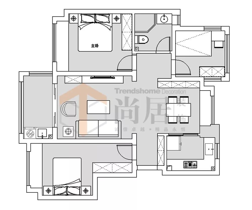 远洋山水 89 平米现代风三室两厅，精致厨房卫浴空间-3