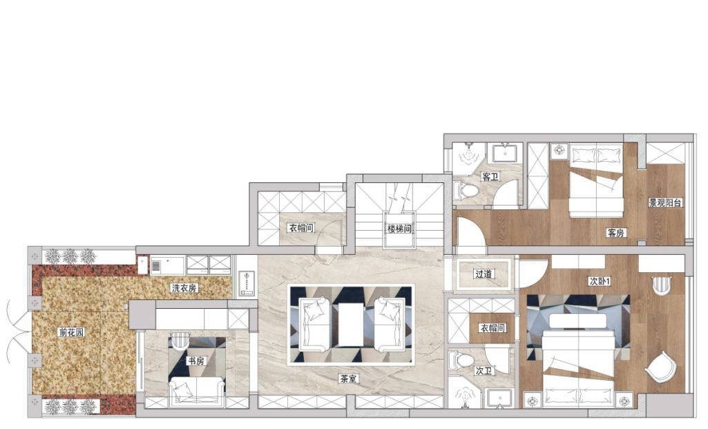 暖男标配的家 | 法式质感美式小清新混搭,打造 280㎡优雅生活空间-43