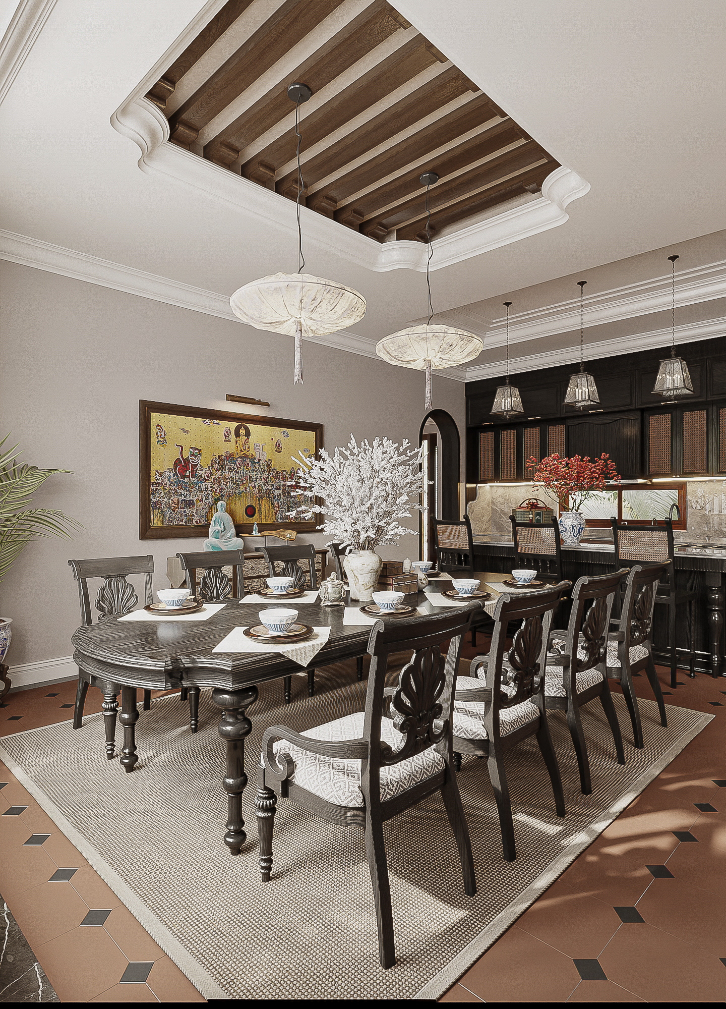 厨房和餐厅桑泰别墅丨越南-10