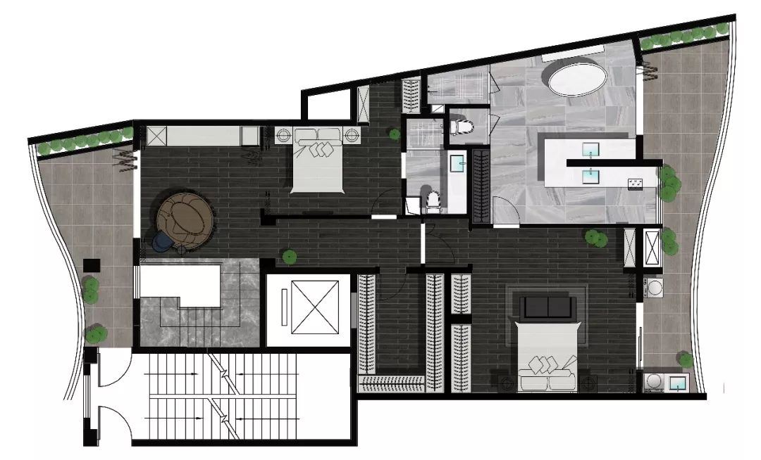黑白极简,打造 330㎡顶层复式梦空间-34