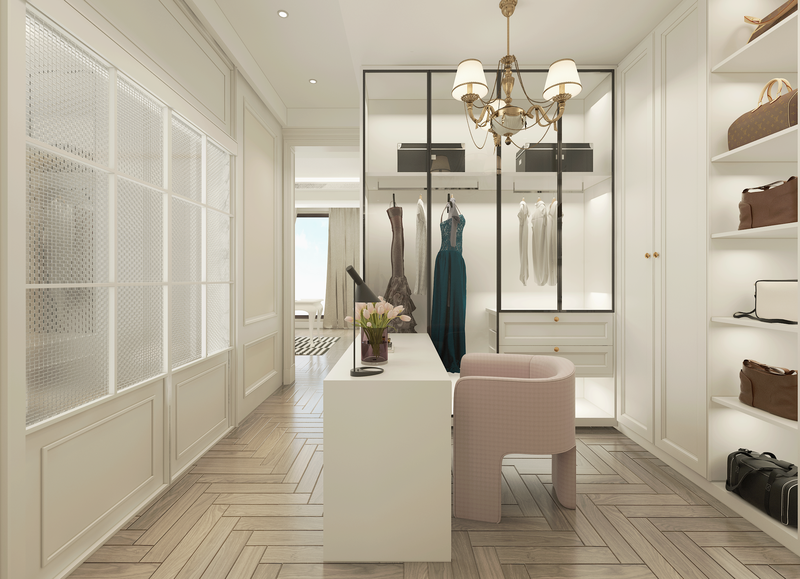 浪漫简约法式白色系一二层空间设计-25