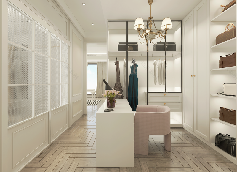 浪漫简约法式白色系一二层空间设计-25