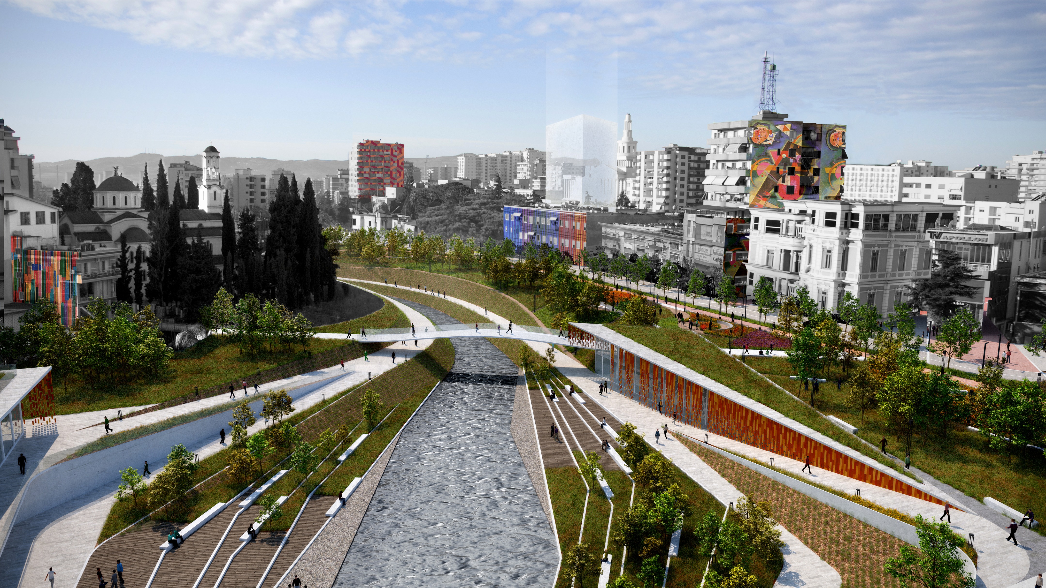 阿尔巴尼亚城市复兴项目——揭示河流与城市关系的设计-18