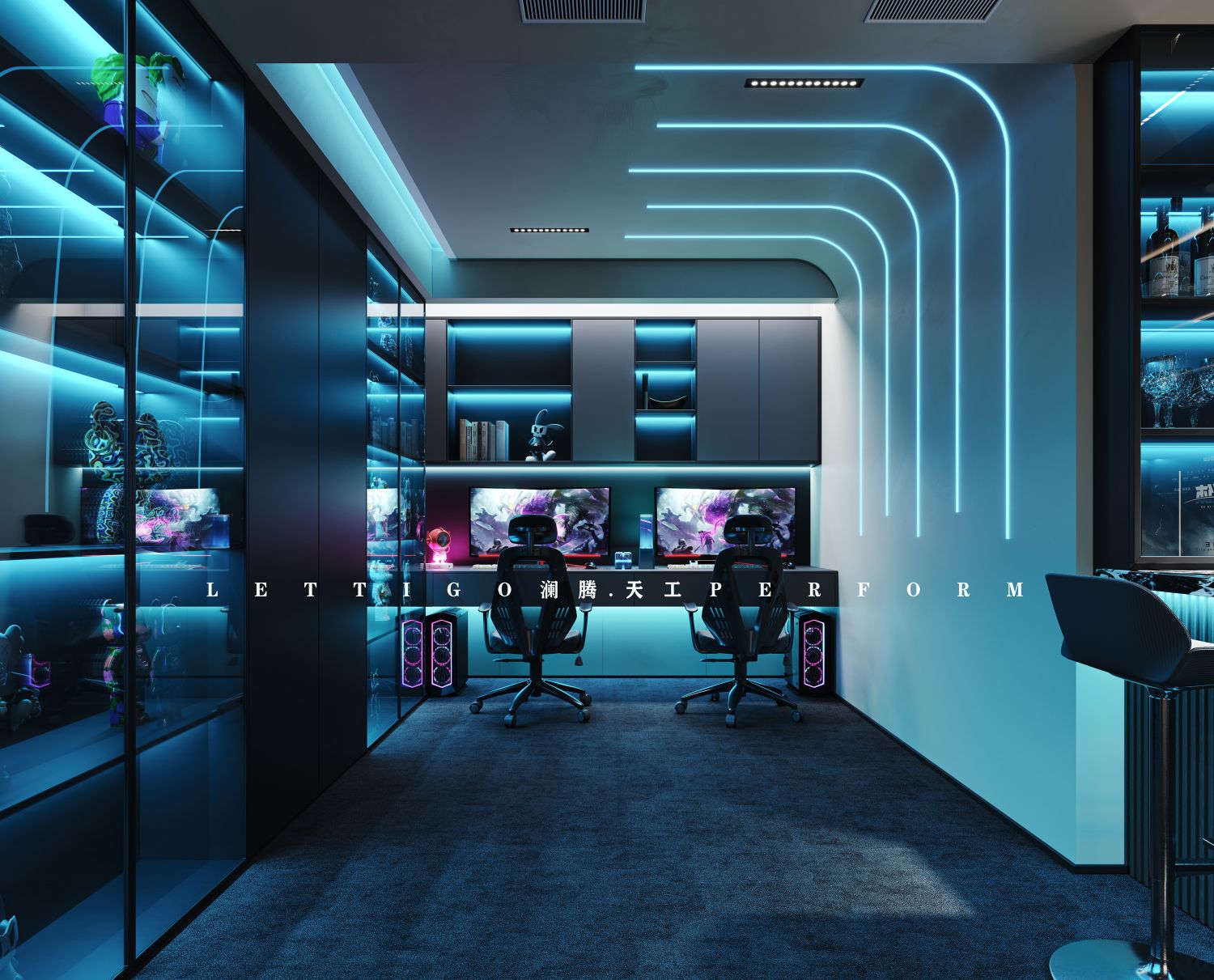 高级感黑金配色意式轻奢别墅-9