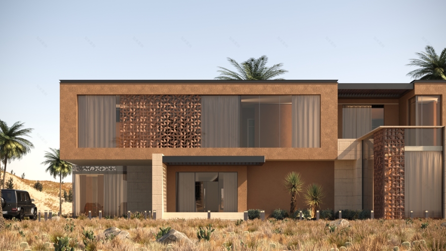 AlAkeel 私人别墅丨沙特阿拉伯利雅得丨Yallow line,Plustudios-6