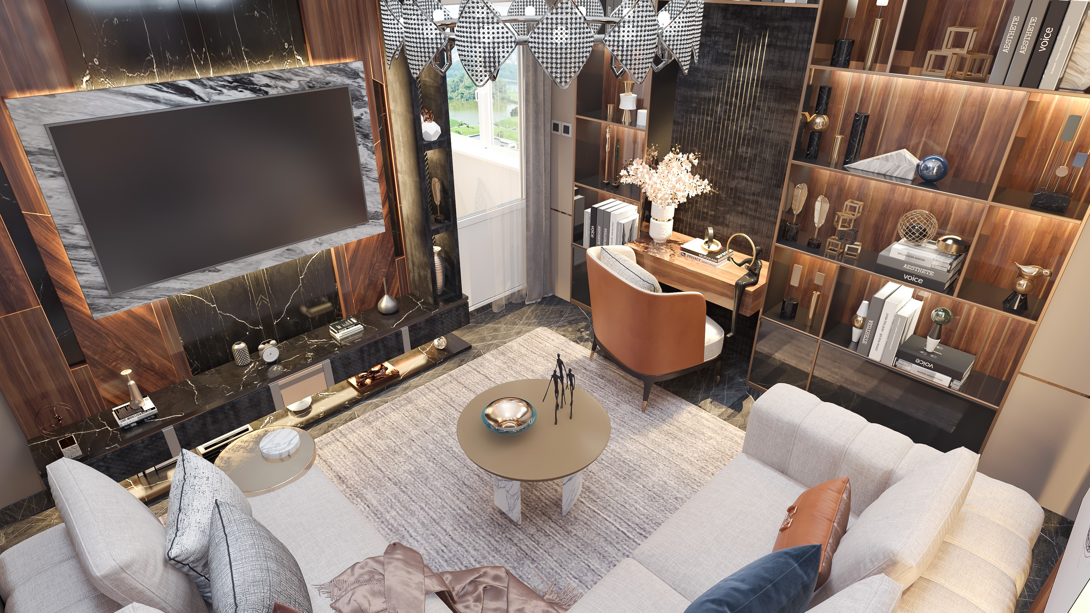 living room with open kitchen-1