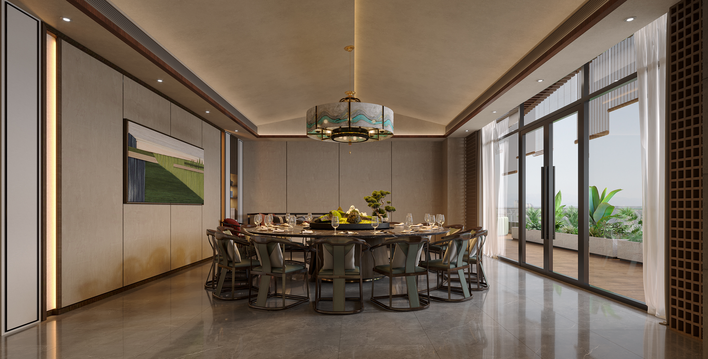 餐厅 （新中式跟工业风）混合-10