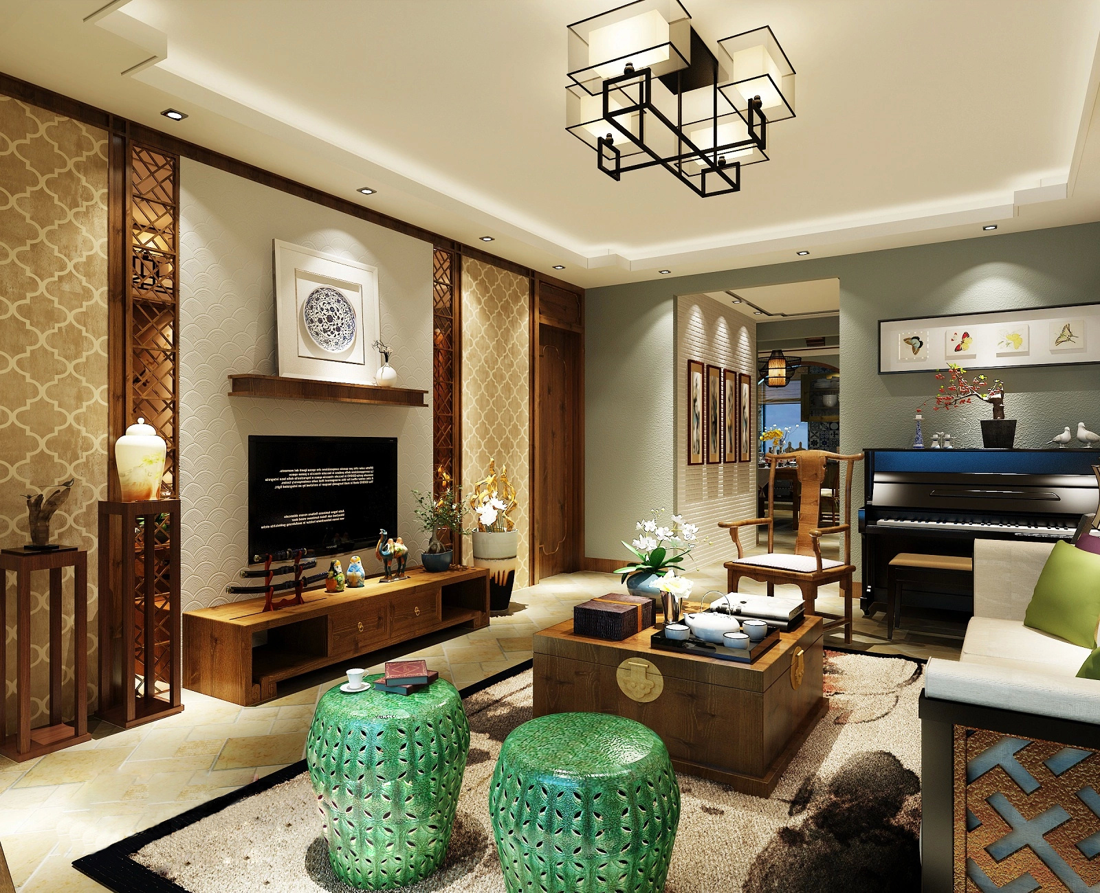 新中式 中式古典 奢华家装别墅样板房-12-1