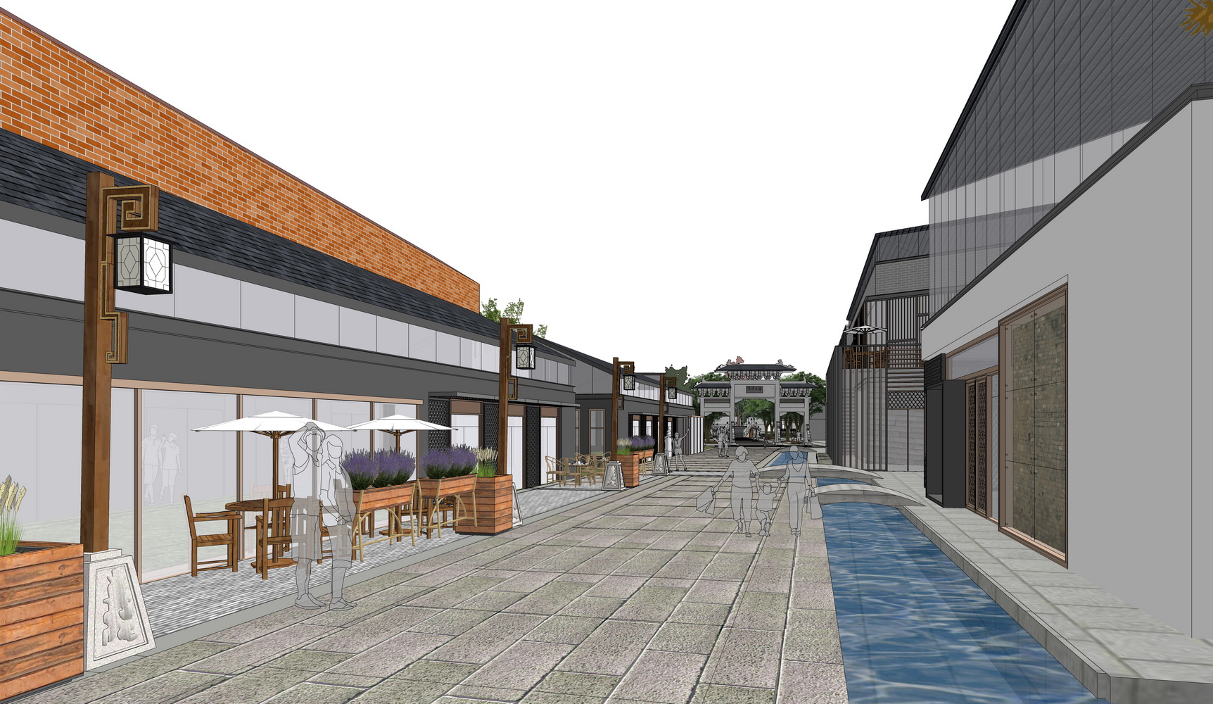 沙家浜唐市古镇核心区石板街SU模型-2