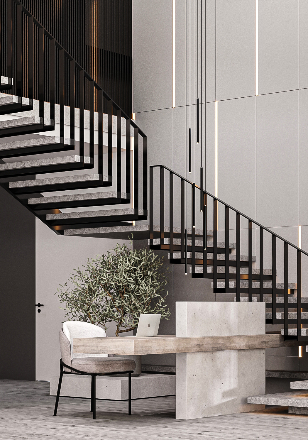 简约灰调子大空间设计-7