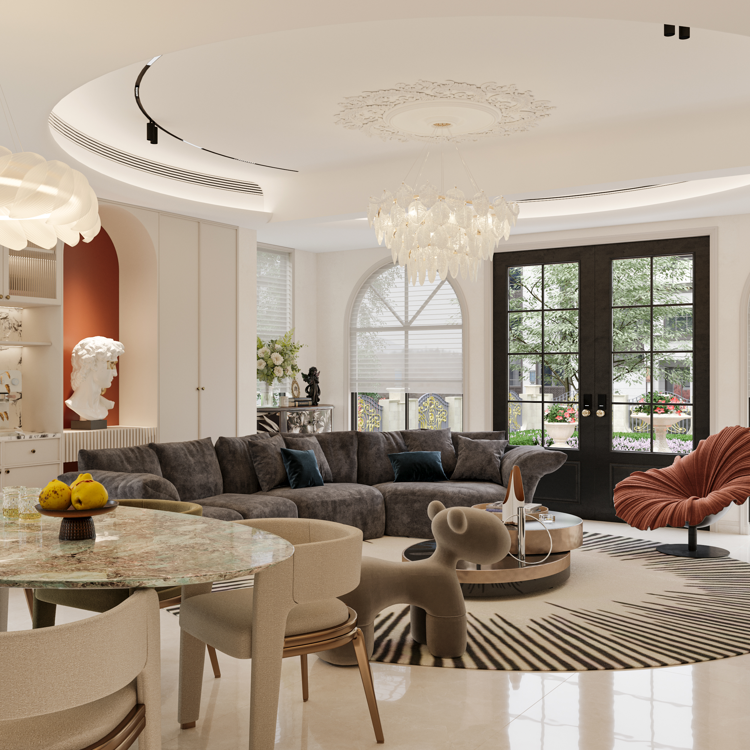 「流动的浪漫」法式轻奢私宅-4