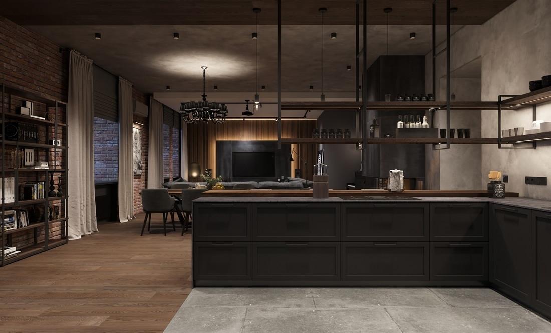 Leonid Sizikov--工业风住宅，用光营造不同的空间氛围-15