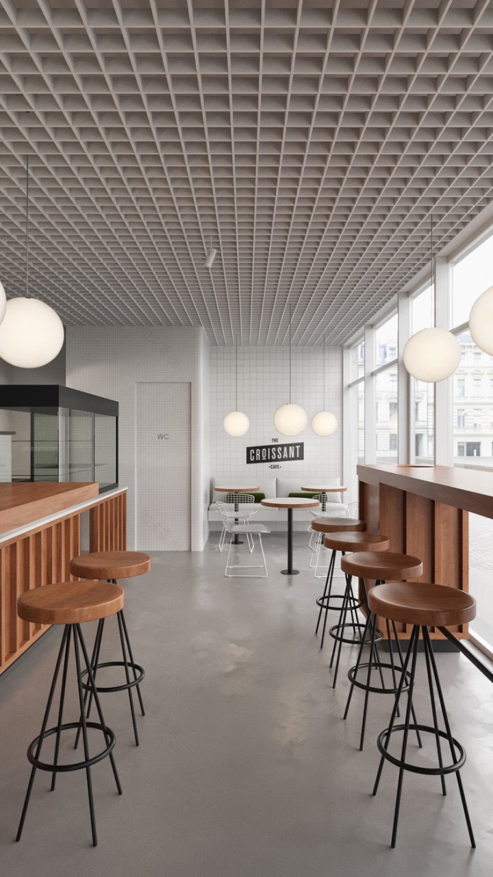 基辅С玫瑰咖啡厅,现代快餐空间设计-6