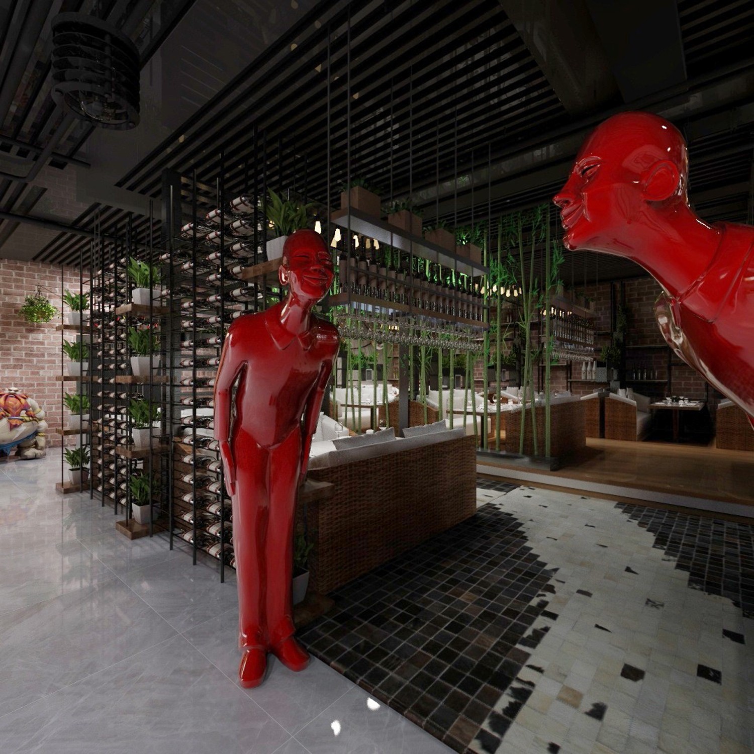 个性工业风明太鱼店，层次丰富的黑白灰空间-2