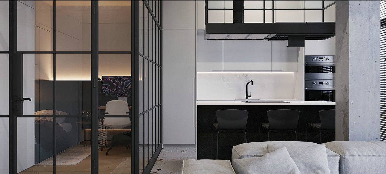 65㎡灰色系公寓设计 打造干练高级的空间-6