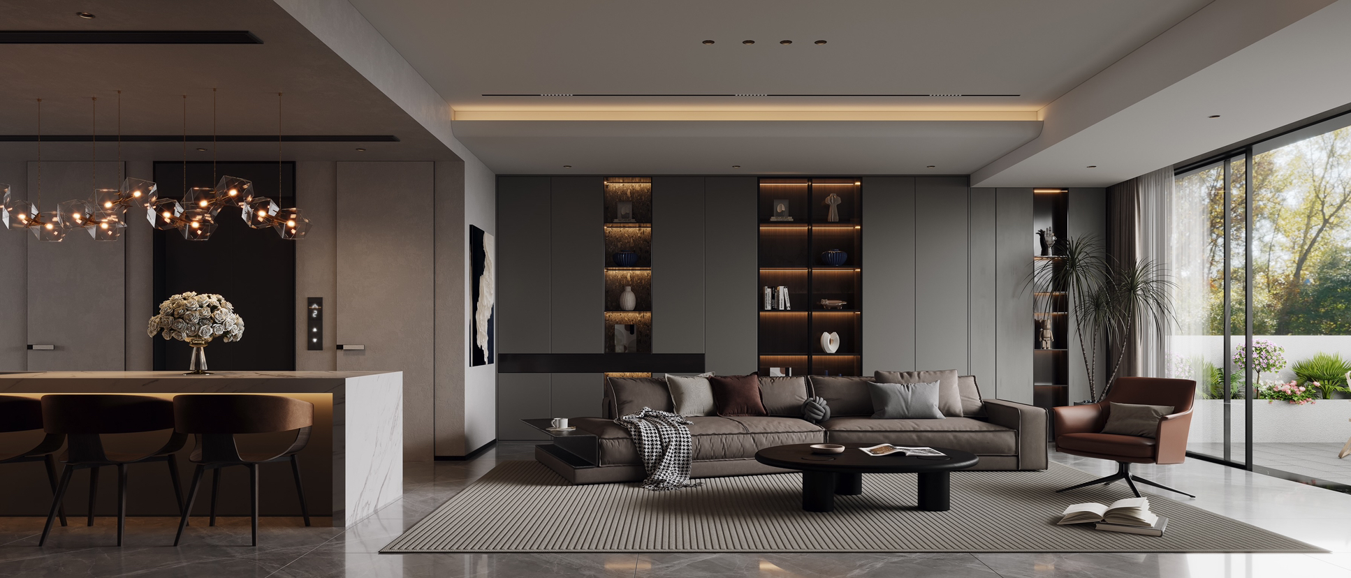 深色现代简约客厅-1