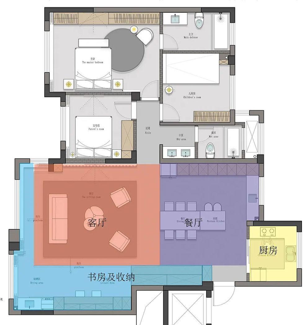 160㎡平层空间的超大共享活动设计丨鸿鹄设计-7