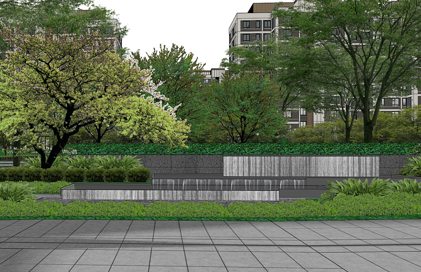 合肥万科朗拾大区景观SU模型-2