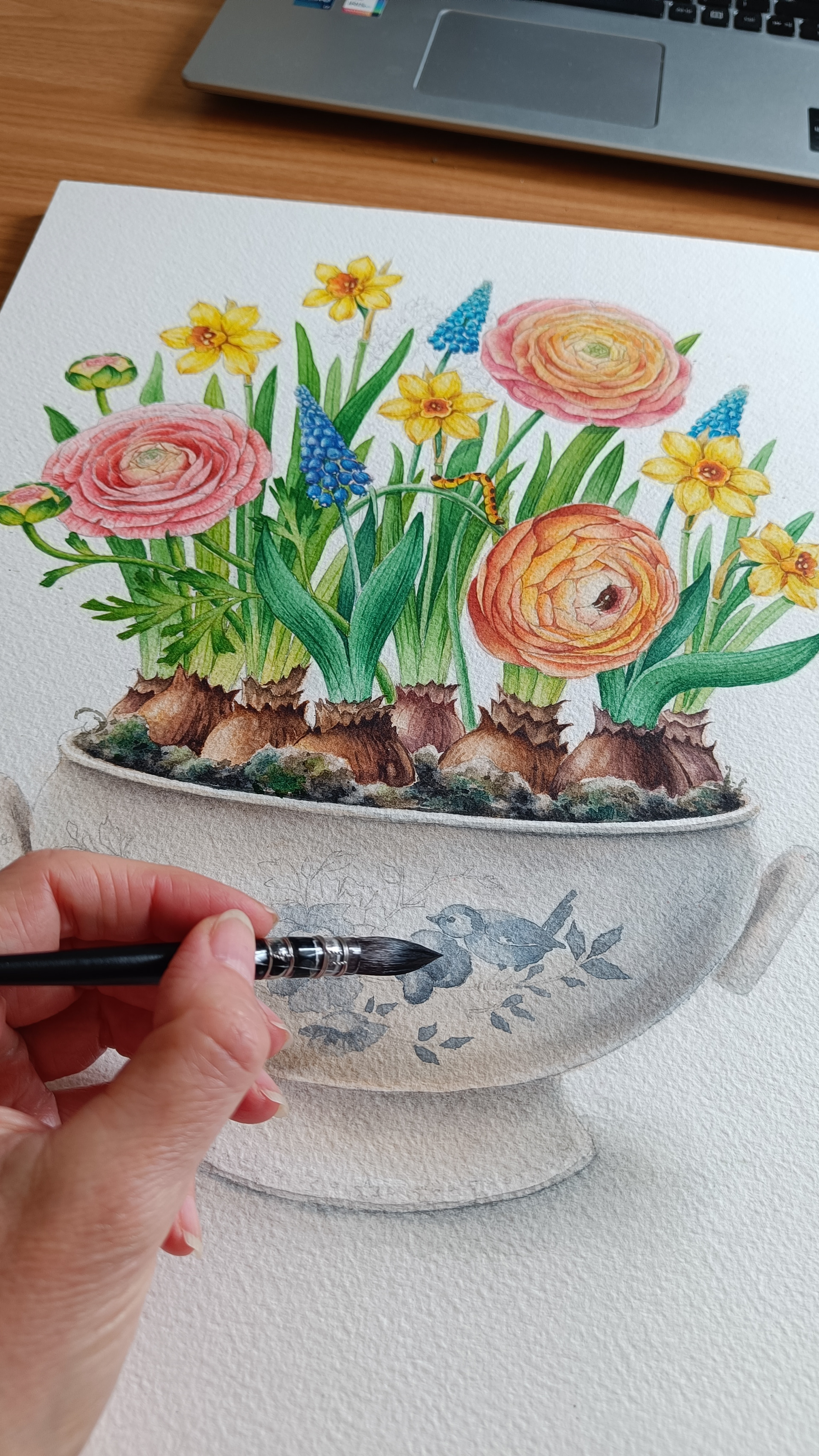 Spring bouquet in an antique vase-10