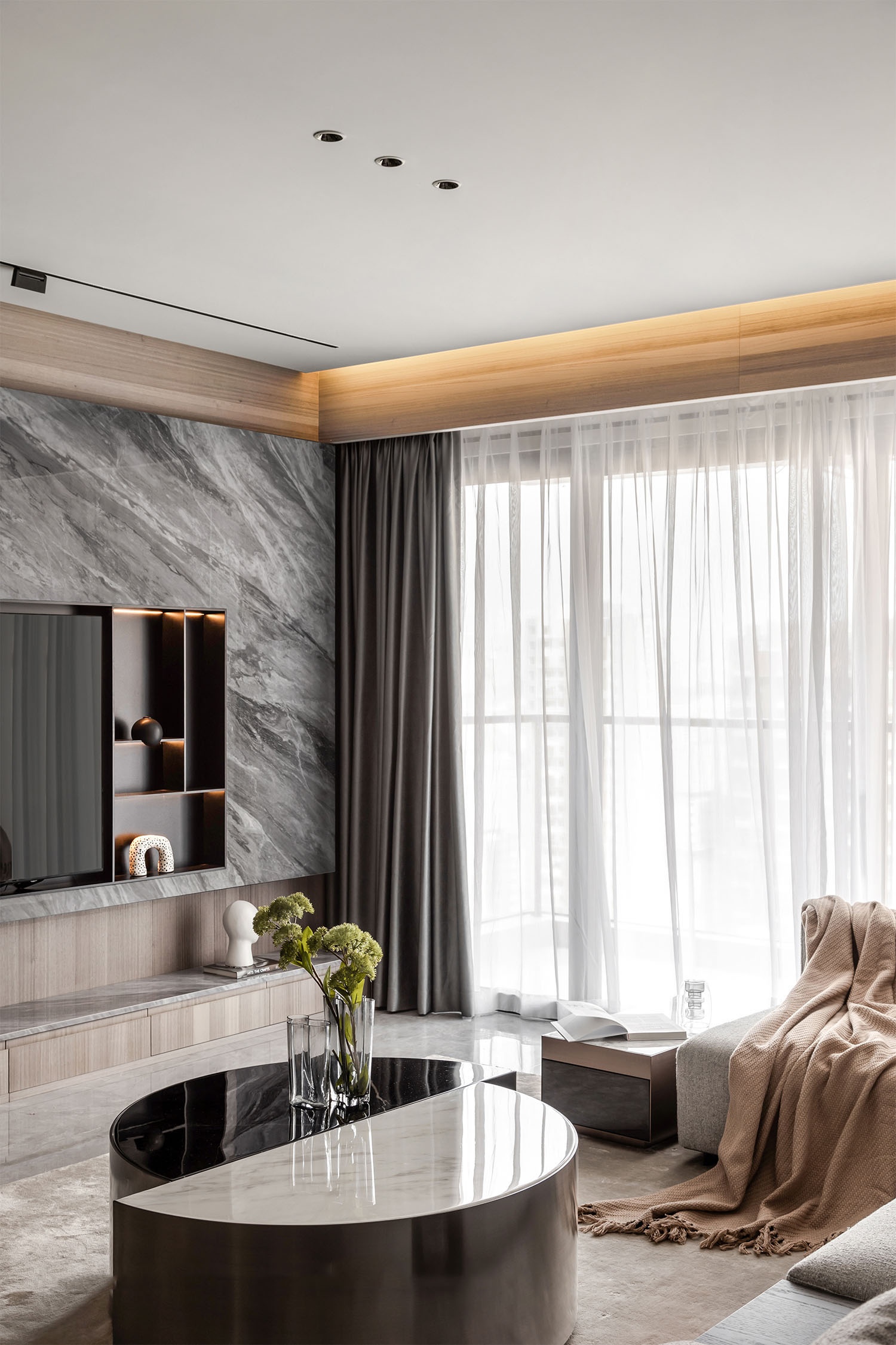 【红柏设计】191㎡  深圳润府三期 现代精致简约的高级黑遇上极简白-8