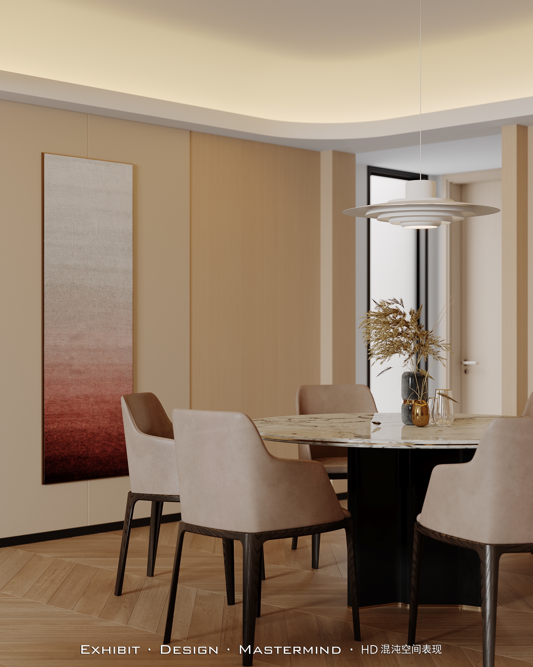 新作首发 现代轻奢风 客餐厅×混沌空间视觉表现-2