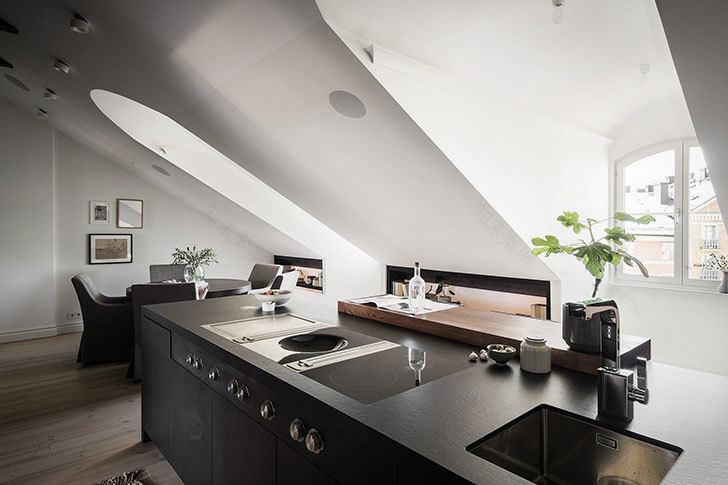 斯德哥尔摩顶层坡顶公寓,独特温馨的空间设计-15