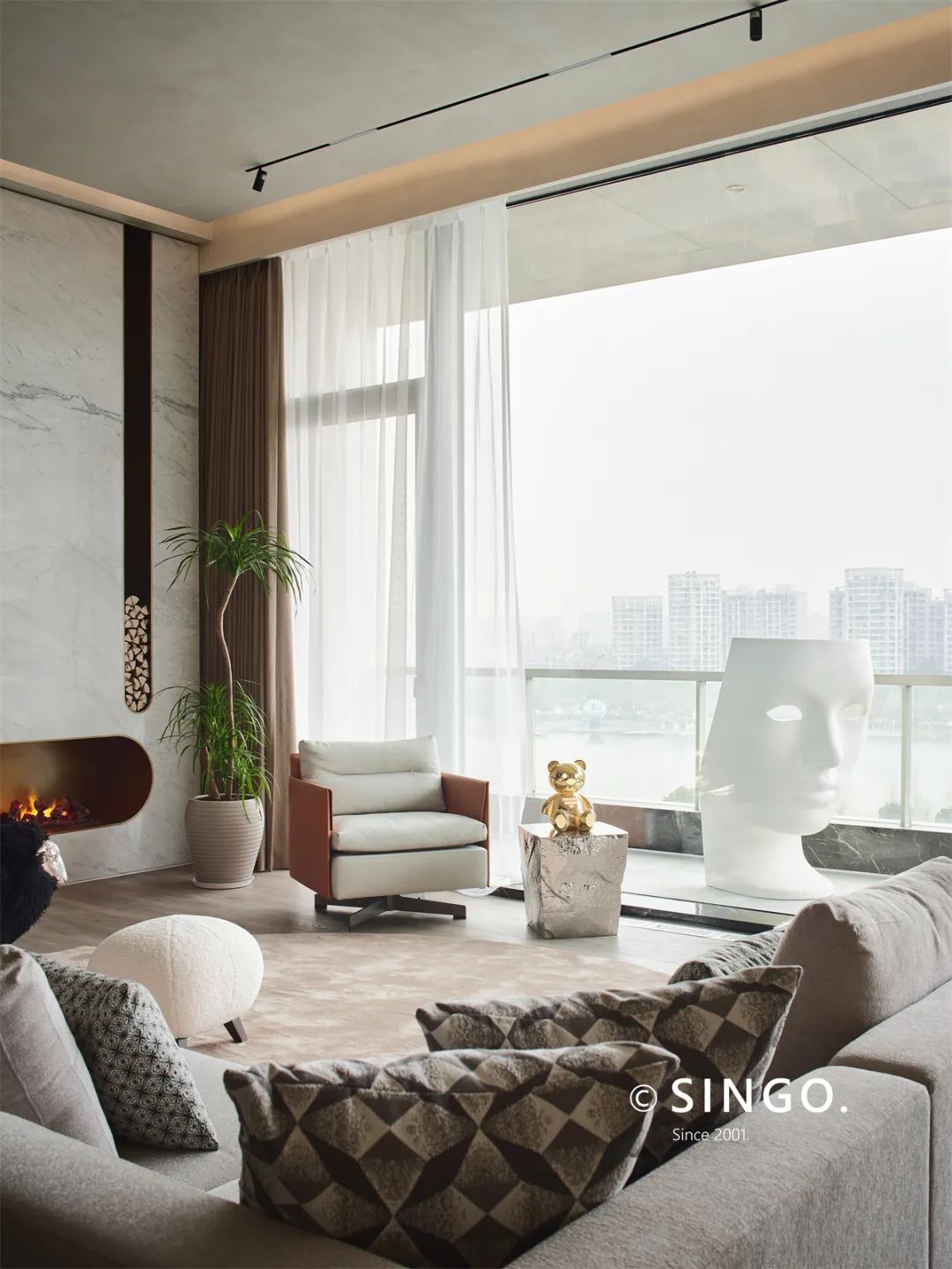 现代轻奢宁波钓渔台复式住宅丨中国宁波丨星杰全案设计团队-25