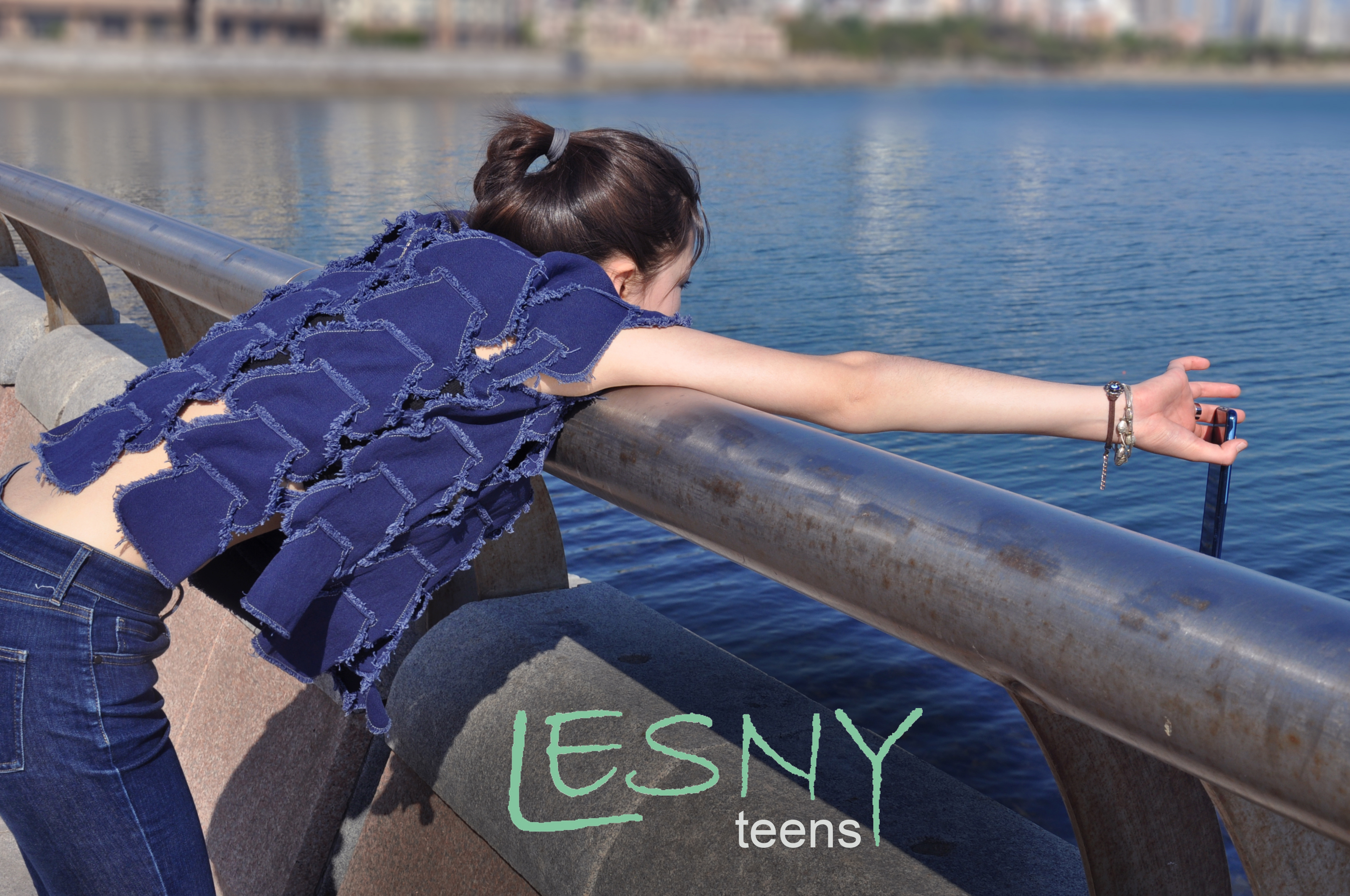 Chain-like denim top-6