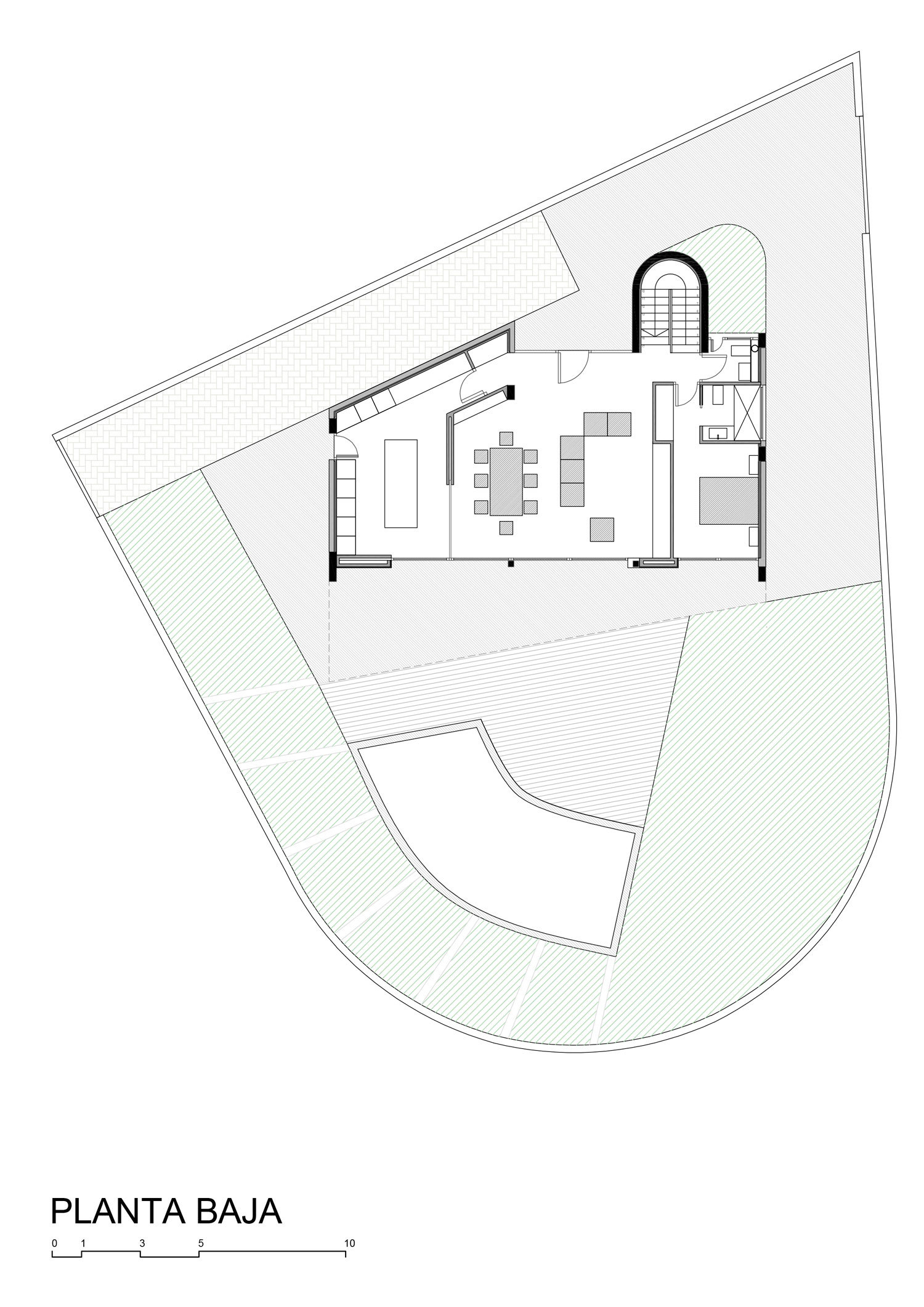 复杂地块上的曲线别墅设计-2