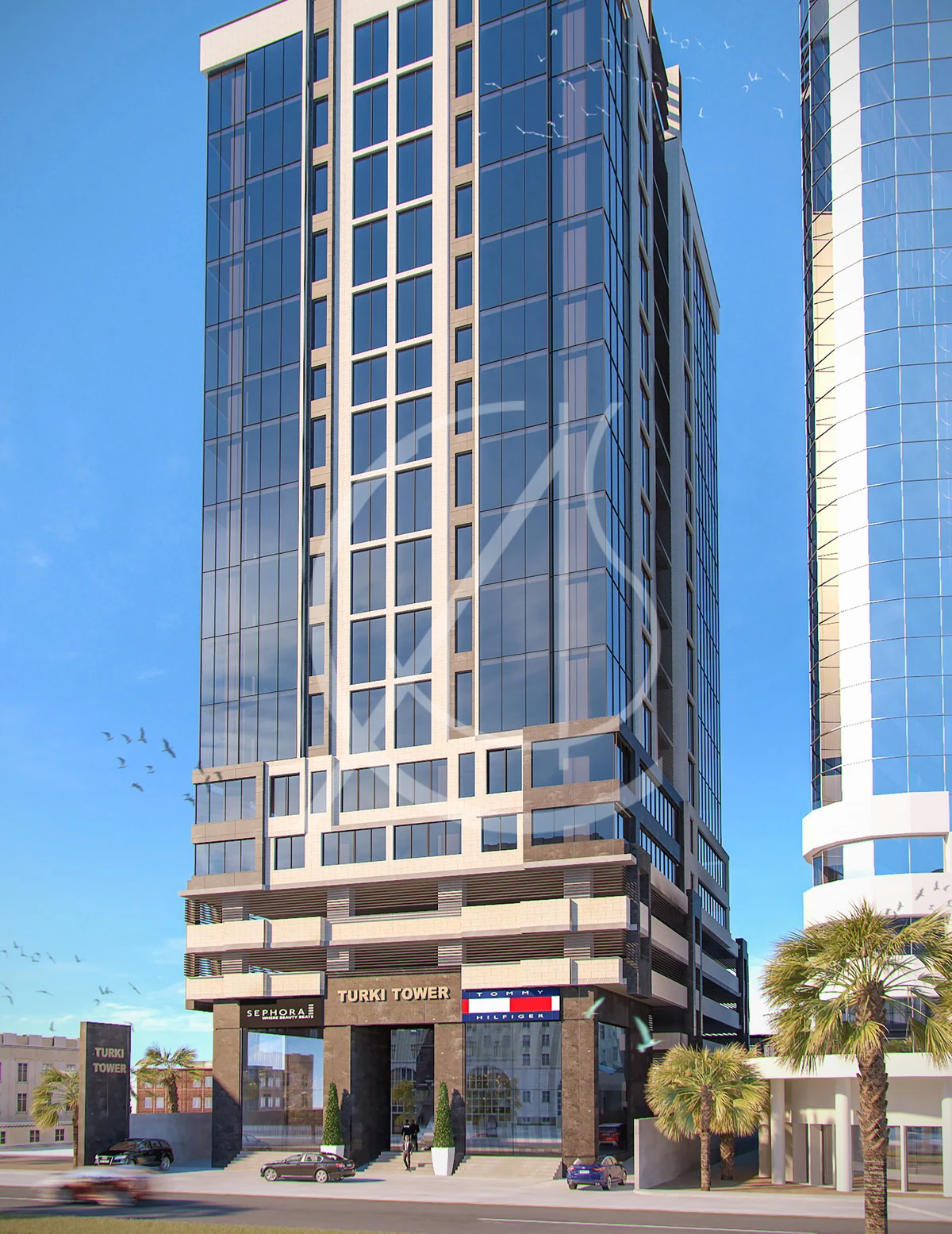 沙特阿拉伯 17 层商业中心,玻璃幕墙与经典灰黑营造高端氛围-6