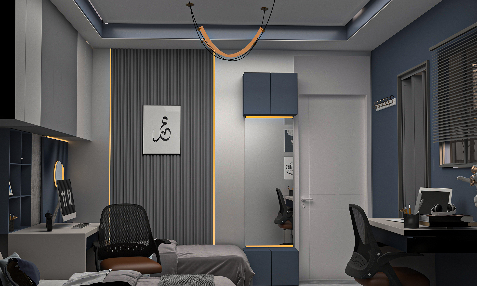 男孩女孩卧室现代室内设计-5