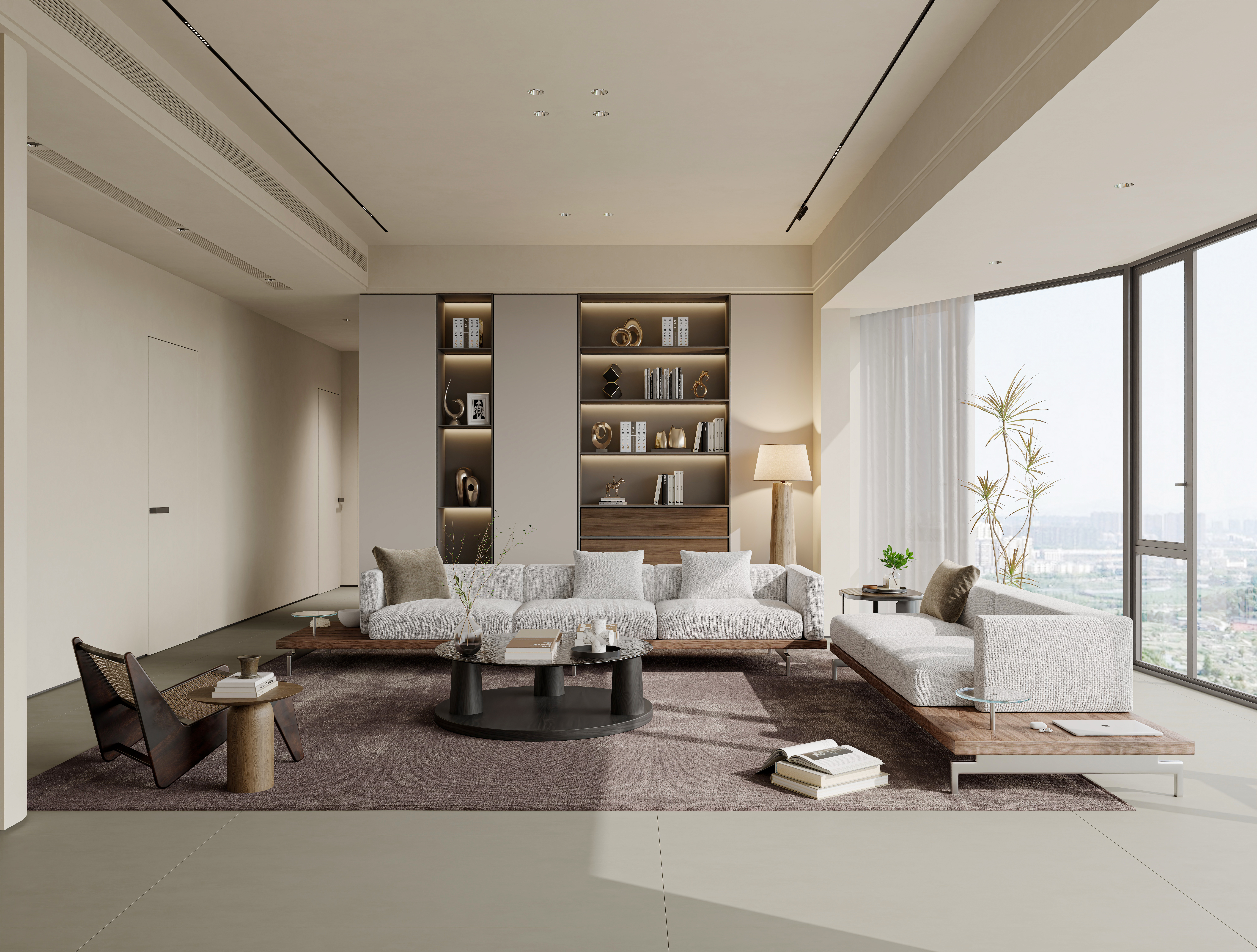 现代极简客餐厅,主卧,次卧,书房设计-6