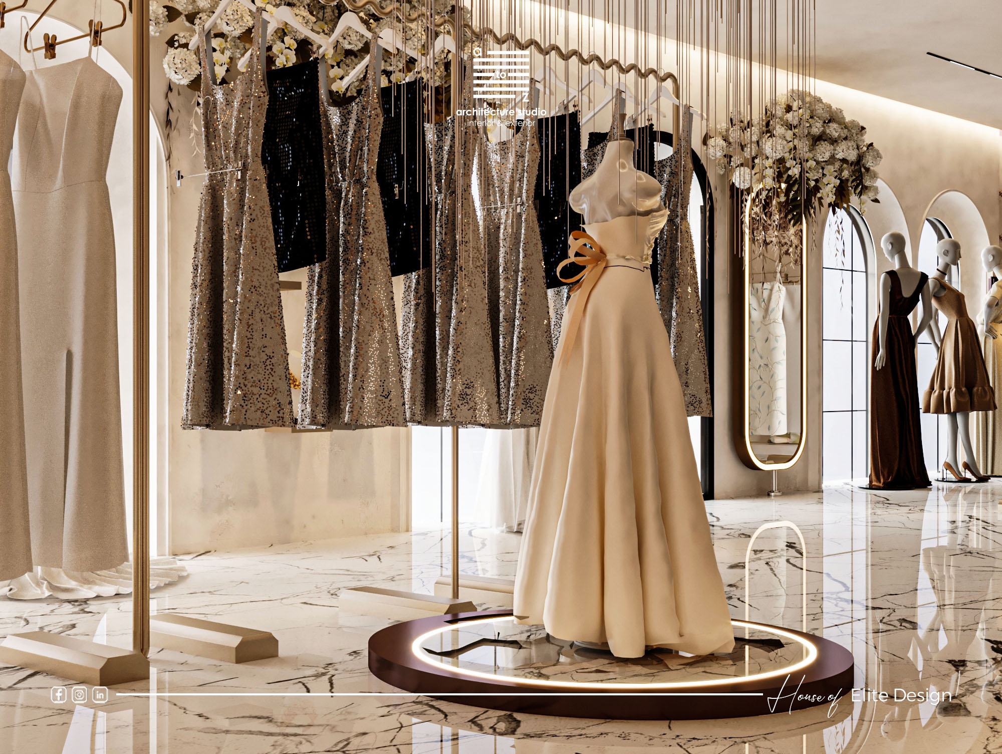 bridal 意为新娘的；婚礼的，atelier 意为工作室；画室；制作室，所以Bridal Atelier可译为婚纱礼服工作室  丨埃及丨A2Z Architects™-16