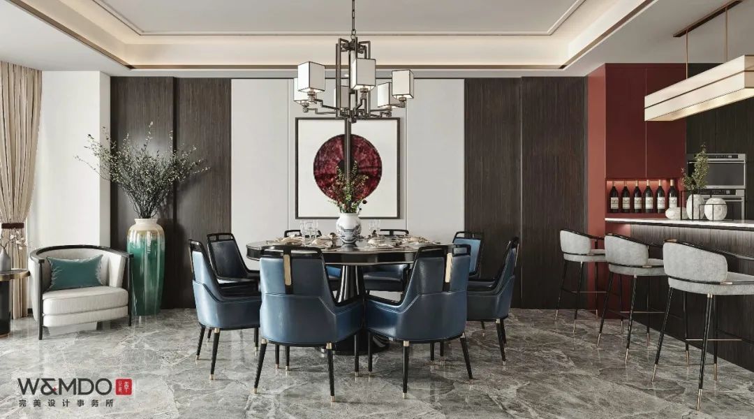 蓝山湾·肖府新中式设计,融合清雅古韵与精致简约-14