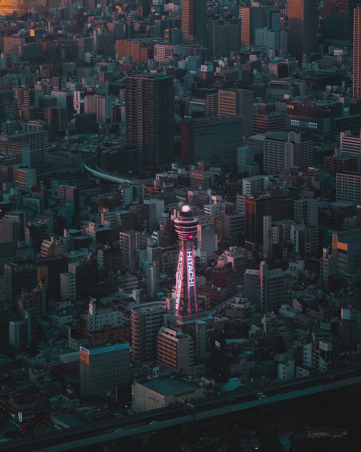 大阪日落余晖城市景观丨日本大阪-9