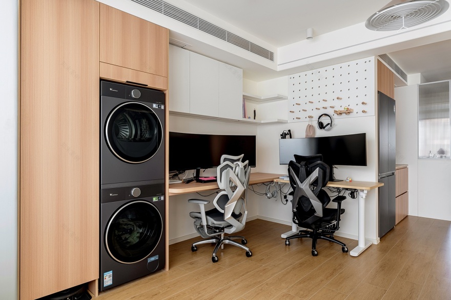 67㎡小家靠旋转电视墙变出N种生活场景丨久栖设计-21