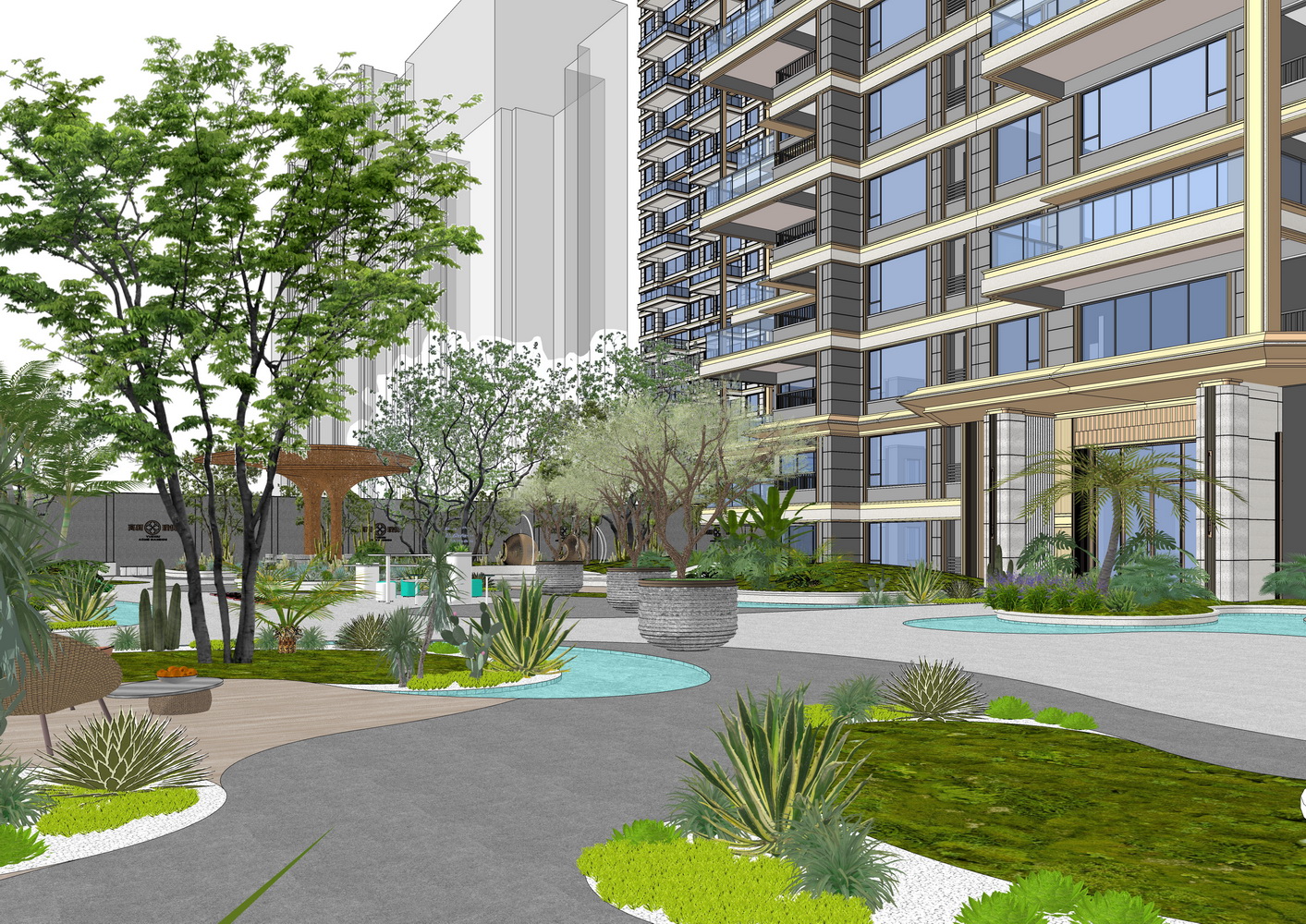 西安越秀铁建高新璞悦示范区后场景观SU模型-5