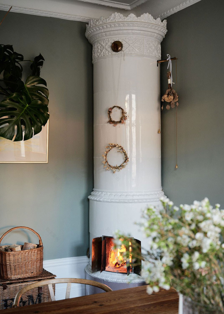 复古绿调斯德哥尔摩公寓设计-9